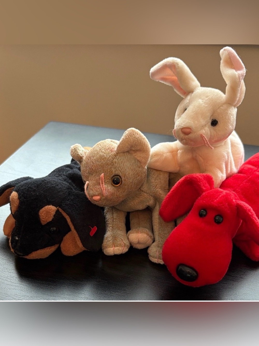 Beanie Babies Plush Toy Set - Bunny, Cat and Dogs Rover Nibbler Scat and Dobie